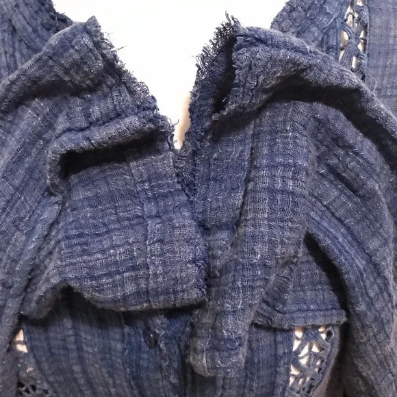 NWT Free People Shirt dress duster Blue Medium - Picture 8 of 11